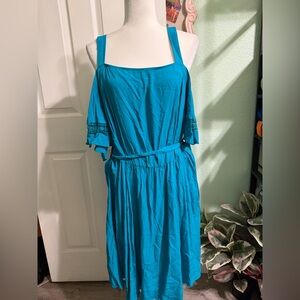 City Chic Teal Off-Shoulder Midi Dress